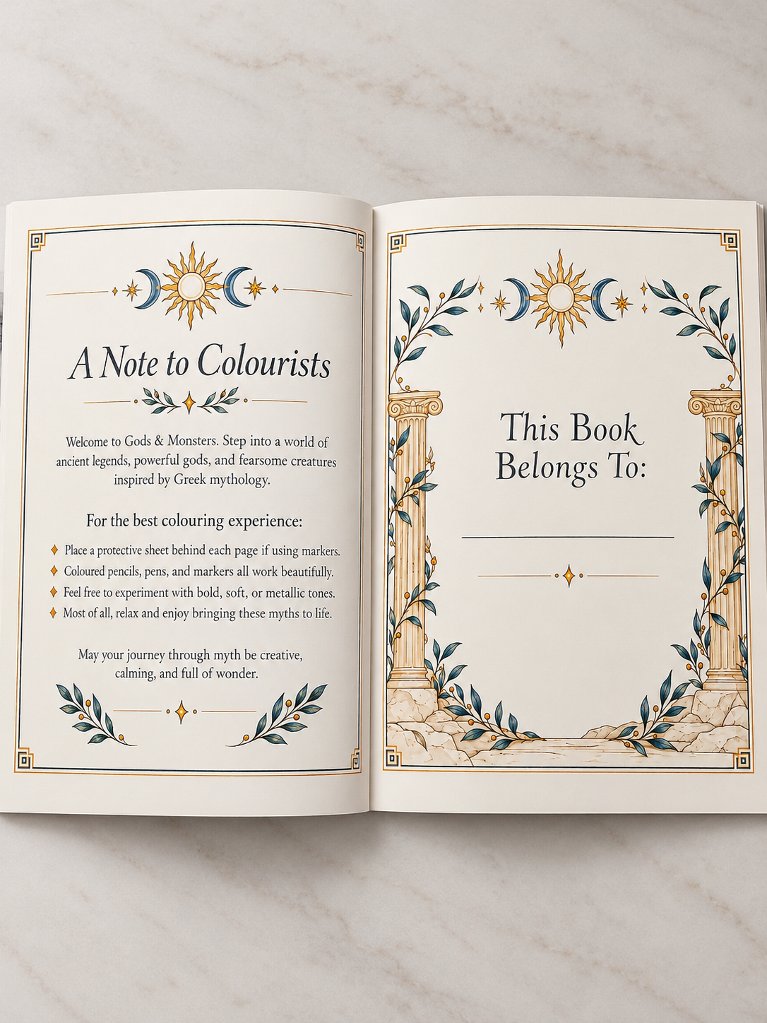 Gods & Monsters Greek Mythology Colouring Book